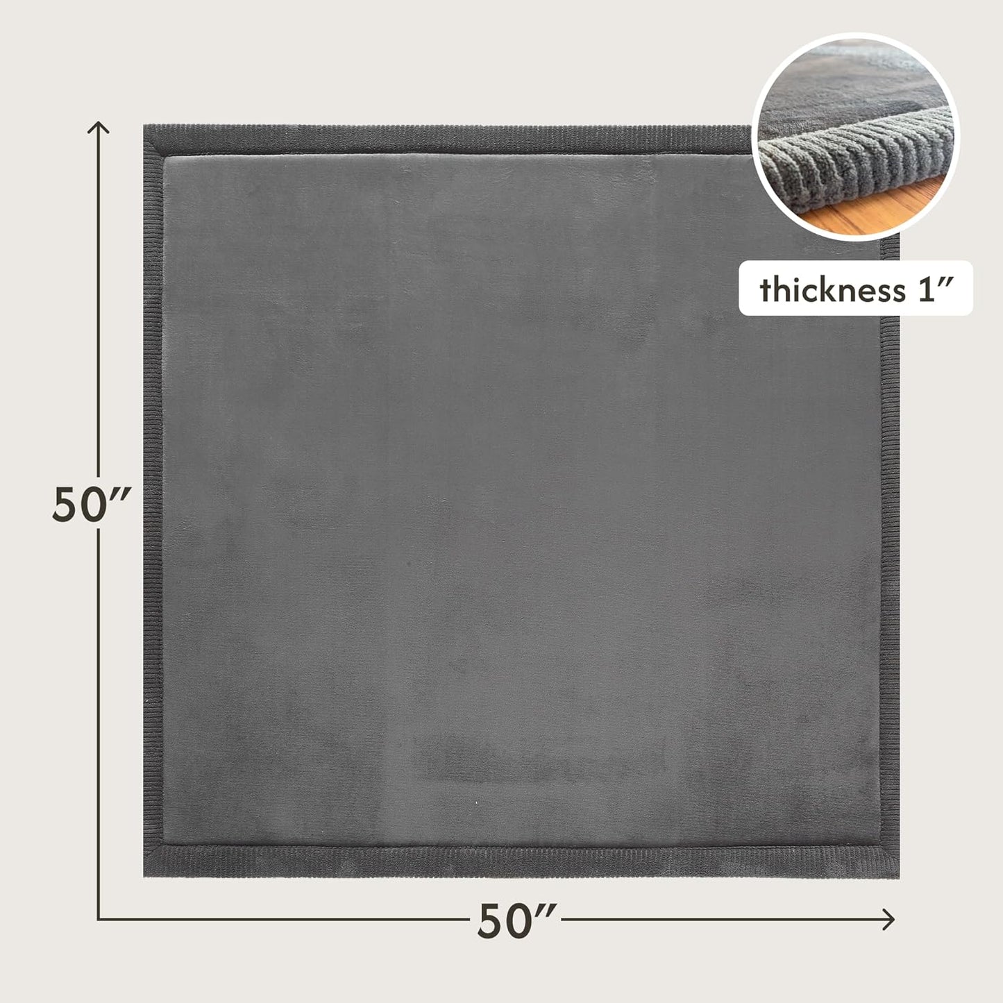 Hakuna Matte CloudSoft Mat for Floor 60" x 80" Beige – Coral Velvet Memory Foam Rug – Non-Slip, Water-Resistant