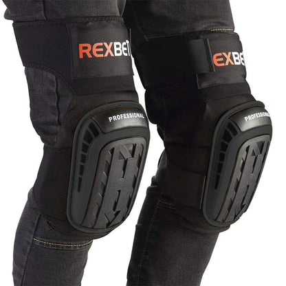 REXBETI Knee Pads for Work, Construction Knee Pads for Men, Heavy Duty Comfortable Anti-slip Foam Gel Knee Pads for Gardening Flooring and Cleaning, Strong Stretchable Straps, Orange