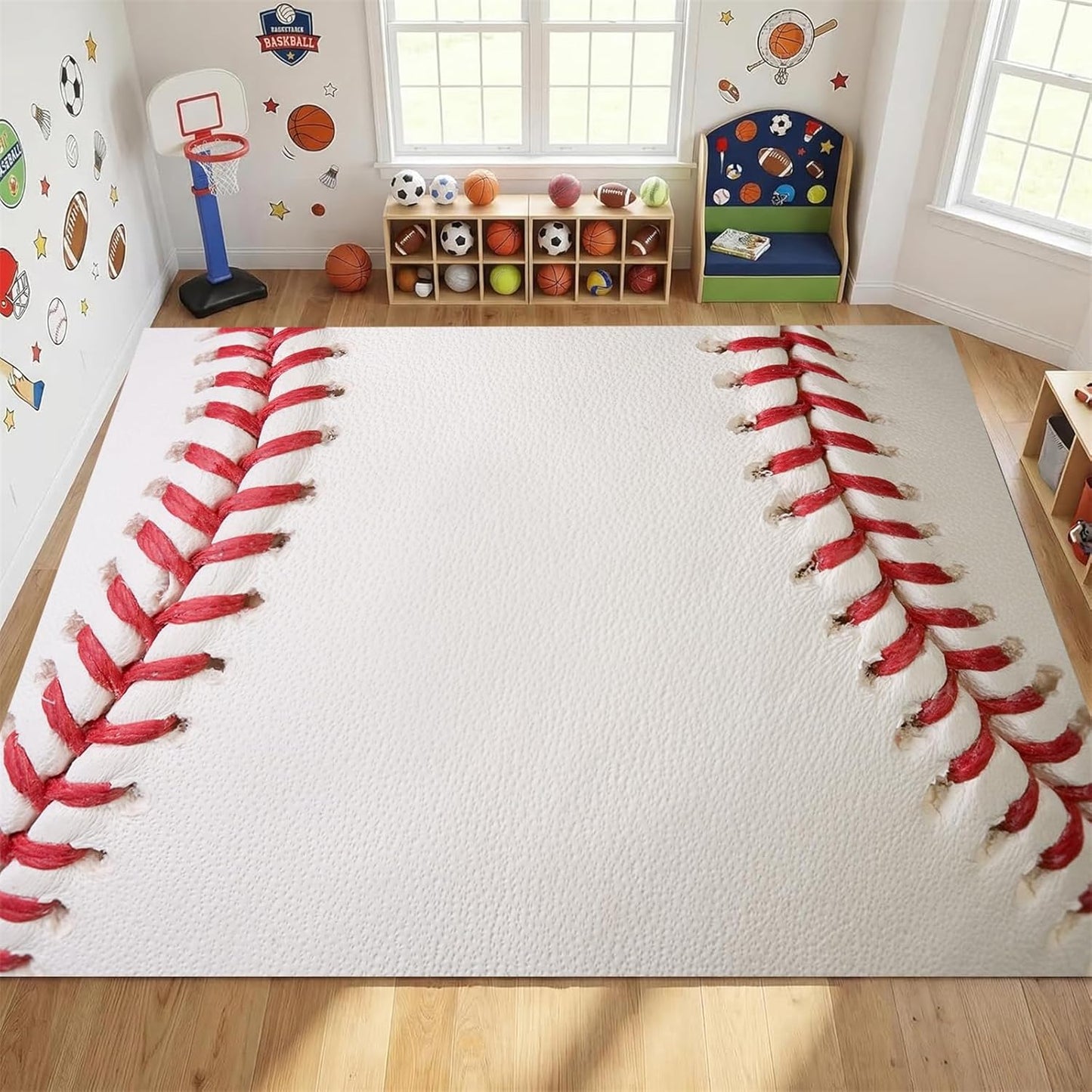 Sports Field Area Rug,5x7ft, Soccer Field Chalked Blackboard Football Stadium Board Painted Non-Slip Soft Carpet Floor Mat Indoor Living Room Bedroom Rugs Yoga Mat Home Decor