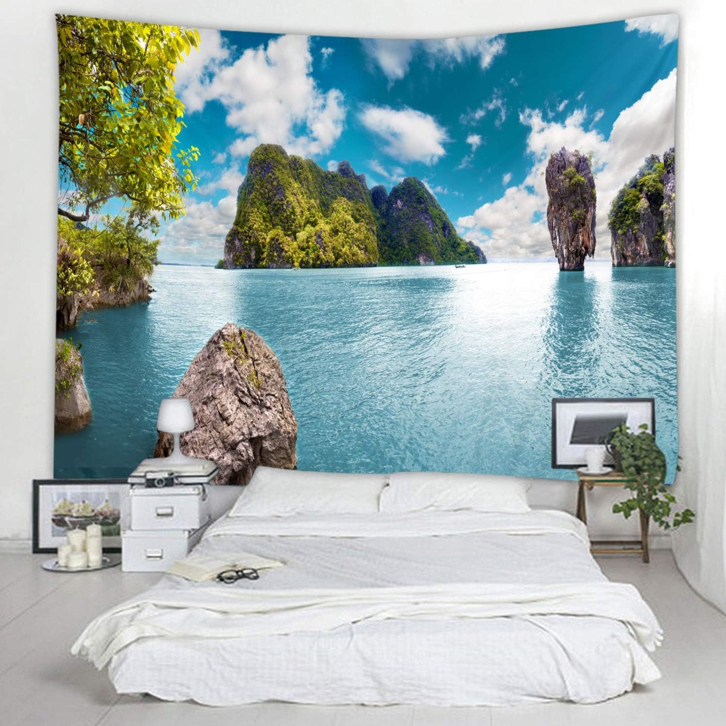 LYFANS Wooden Bridge Water Printing Fabric Tapestry Decorative Wall Art Tablecloth Bed Cover Picnic Carpet Beach Towel Bedroom Dormitory Living Room Multi functional Tapestry 79 x 59 inches