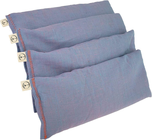 Pack of (4) Unscented Organic Flax Seed Eye Pillows - 4 x 8.5 - Soft & Soothing Cotton - soothing relaxing - purple lilac amethyst