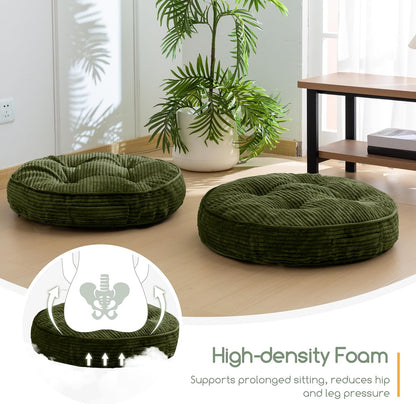 HIGOGOGO Floor Pillow Cushion for Adults, Meditation Cushion Pillow, Large Square Floor Sitting, Tufted Corduroy Cover, for Tatami Living Room or Yoga, 22x22 Inch, Dark Grey