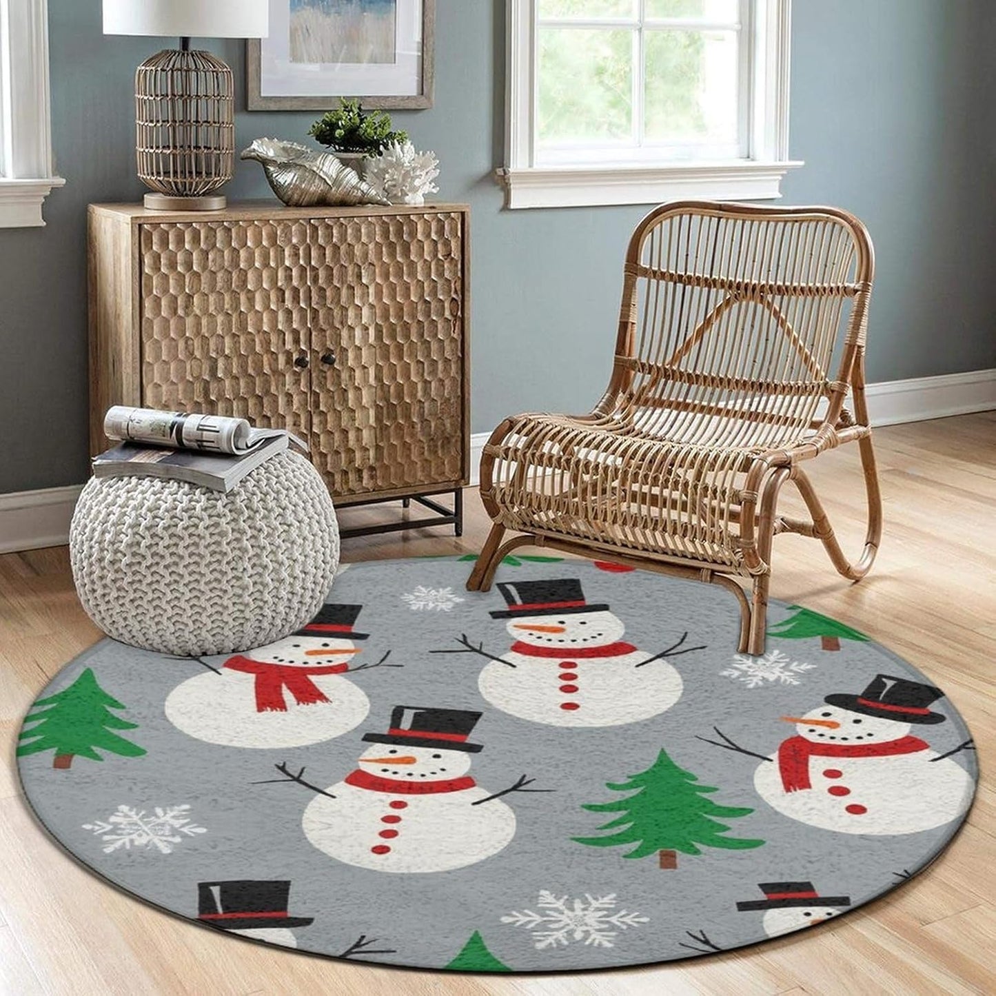 Soft Round Yoga Carpet, Office Chair Decor Round Mat for Carpet and Hardwood Floors Purple Butterfly