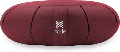 Zafu Meditation Cushion, 15" Round Buckwheat Yoga Pillow with Organic Cotton Cover - Burgundy