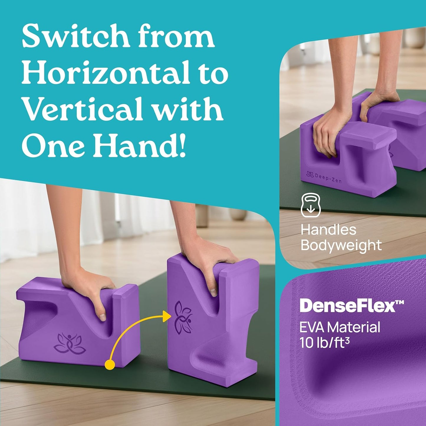 PRO Yoga Blocks | Ergonomic Yoga Block 2 Pack for Wrist Comfort and Support | EVA Foam Exercise Blocks, 2x Knee Pads & Yoga Strap | Pilates Block Set | Bricks to Eliminate Wrist Pain