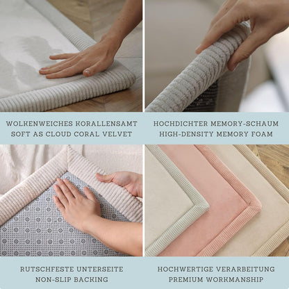 Hakuna Matte CloudSoft Mat for Floor 60" x 80" Beige – Coral Velvet Memory Foam Rug – Non-Slip, Water-Resistant