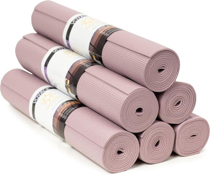 Voyage Yoga Mat, 6 Pack, 72" x 24" Professional Studio and Gym Bulk Yoga Mats, 5mm Thick, Durable, Anti-Tear, Non Slip Fitness and Exercise Mats