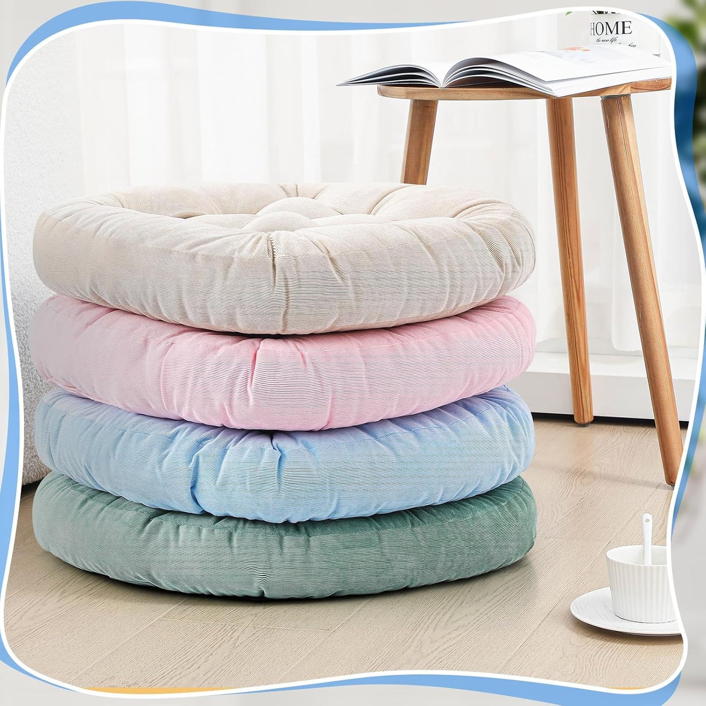Jerify Floor Pillow Cushions Large Round Square Large Meditation Floor Pillow for Classroom Adult Meditation Picnic Party Seating Learning Daycare School(Square,Mixed Colors,4 Pcs)