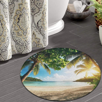 Room Sofa Yoga Soft Round Carpet, Home Decor Non Slip Kitchen Office Circle Rug, Machine Washable Modern Round Area Rug Beach Turtles, 60inch