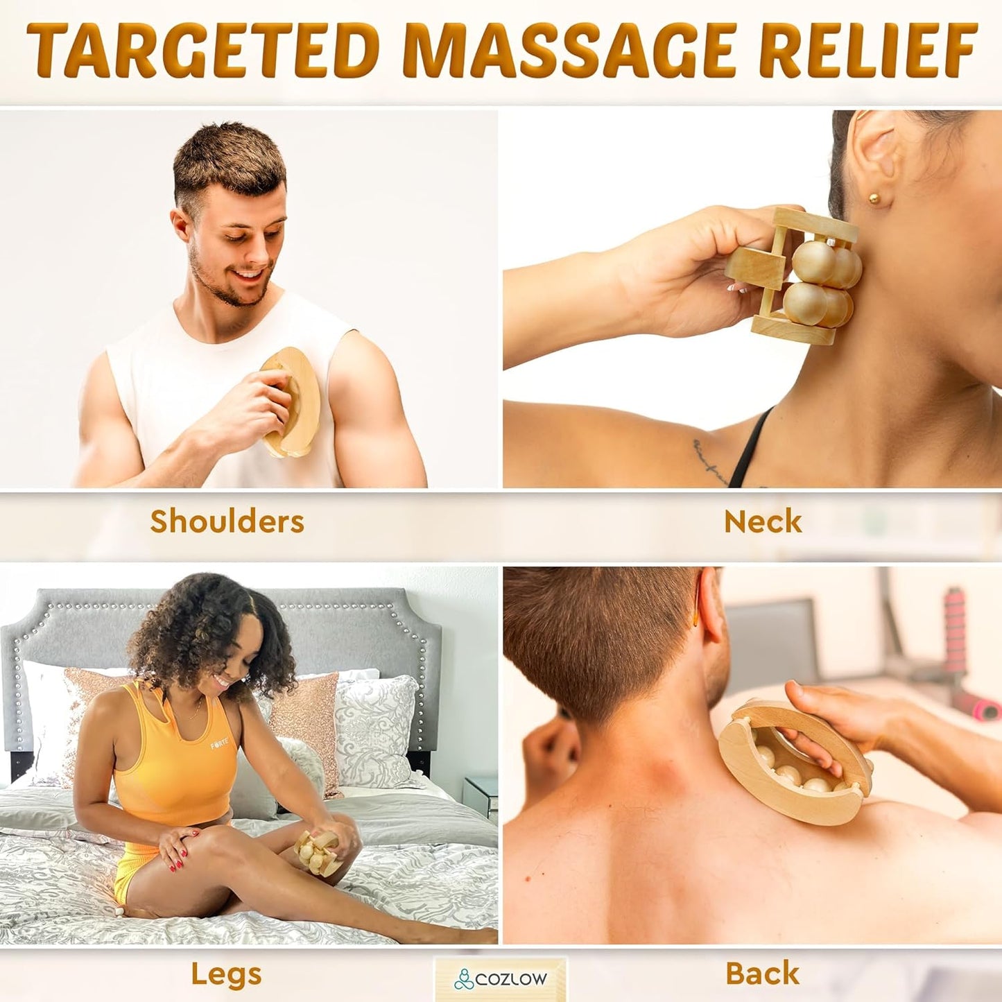 Massage Ball, Muscle Massager Roller Tool for Trigger Point Deep Tissue Release, Hand Held Manual Massage Therapy for Back, Neck, Leg, Shoulder, Foot Pain Relief by Cozlow