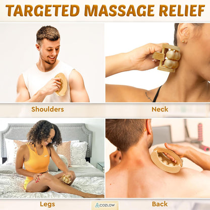 Massage Ball, Muscle Massager Roller Tool for Trigger Point Deep Tissue Release, Hand Held Manual Massage Therapy for Back, Neck, Leg, Shoulder, Foot Pain Relief by Cozlow
