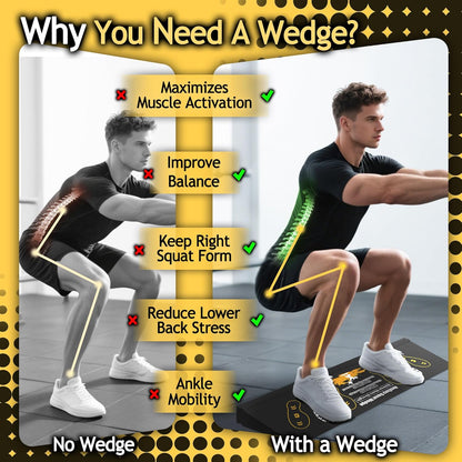 Squat Wedge Height-Adjustable Slant Board: 2Pcs Wide Wedges for Weightlifting Leg Glute Workout Improve Strength and Mobility for Gym Home