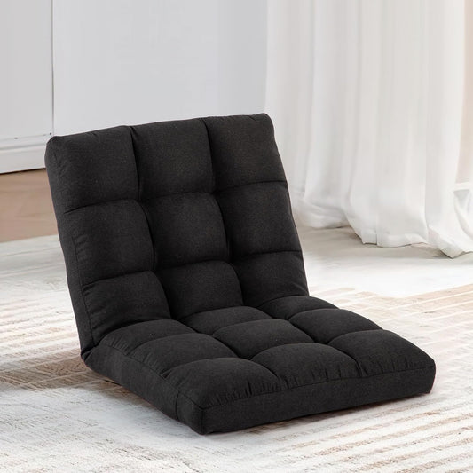 Floor Chair, 24 inches Wide Oversized Velvet Armless Lay Flat Floor seat Padded Meditation Chair with 6 Adjustable Position Ergonomic Comfortable Convenient(LRSF-008-PINK)