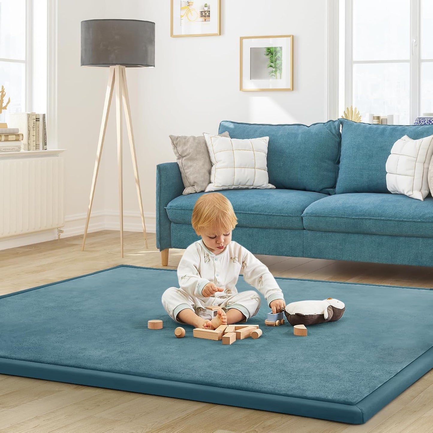 Baby Play Mat for Floor Nursery Rug Muscle Mat Area Rug Playroom Rug 79"x110" Playpen Mat Memory Foam 1.3" Thick Crawling Mat For Babies,Toddlers, Infants, Kids,Grey