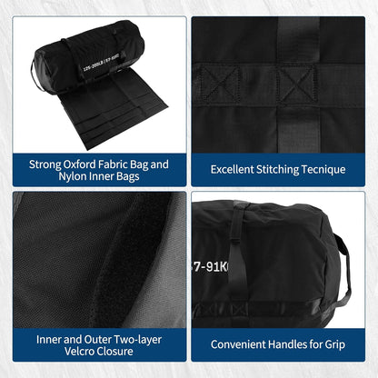 Hipicute Sandbags for Workout,Adjustable Sand Bags for Fitness,Yoga, Strength Training and Full-Body Workouts,Black