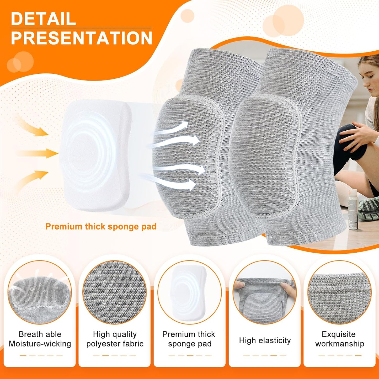 Volleyball Knee Pads for Dancers, Soft Breathable Knee Pads for Girls Women Men Youth Kids Knees Protective, Knee Brace for Volleyball Football Danceing Yoga Tennis Running Cycling Fitness