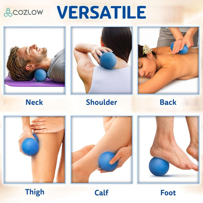 COZLOW Double Lacrosse Silicone Massage Ball - Cobalt Blue - Peanut Trigger Point Roller for Mobility, Deep Tissue Therapy, Myofascial Release - Acupressure Tool for Muscle Pain Relief