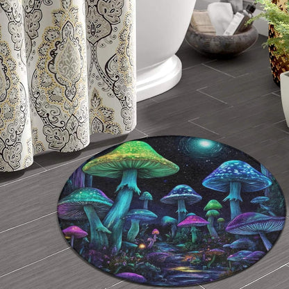 Home Decor Non Slip Kitchen Office Circle Rug, Machine Washable Modern Round Area Rug, Room Sofa Yoga Soft Round Carpet Purple Galaxy Trippy Space Astronaut Art, 36inch