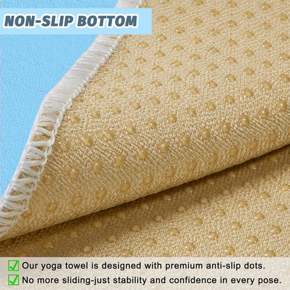 Hot Yoga Towel Non-Slip, 2 Pack Thick & Soft Yoga Mat Towel, Sweat Absorbent, with Grip Dot, 72" x 27", Yoga Towel for Hot Yoga, Pilates, Fitness and Gym Workouts, Light Pink