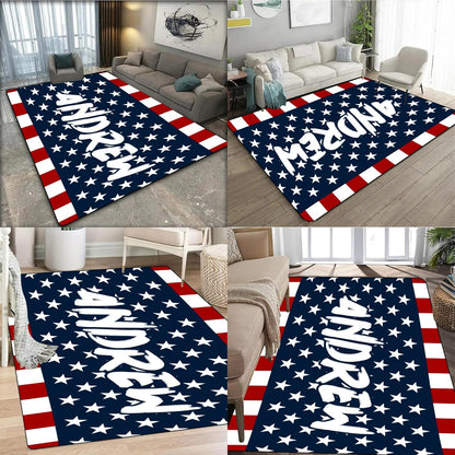 Personalized Family Name Initials Monogram Pink Rug, Shining Butterfly Printed Carpets for Girls Kids Butterfly Theme Living Room Indoor Bedroom Decor 5'×7' Soft Polyester Yoga Mat