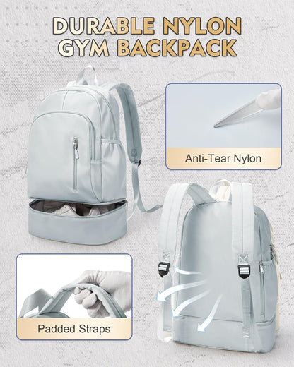 Gym Backpack for Women Men,Cheer bag,Lightweight Gym Bag with Shoe Compartment, Waterproof Sports Backpack with Wet Pocket, Black