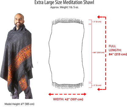 Meditation Shawl or Blanket, Exotic Shawl/Wrap, Oversize Scarf or Stole. Unisex