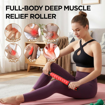 Muscle Roller Massage Roller Stick- Deep Tissue Fascia Blaster for Myofascial Pain Relief, Lymphatic Drainage & Body Sculpting, Handheld Physical Therapy & Recovery Tool (Gray black-18 inch)