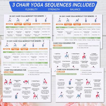 Chair Yoga for Seniors Over 60 Book & Chart – 30-Day Challenge, Gentle Seated Yoga Guide, Chair Yoga for Weight Loss & Flexibility, Senior Chair Exercises for Women & Men，Top Choice for Family Gifts (Purple)