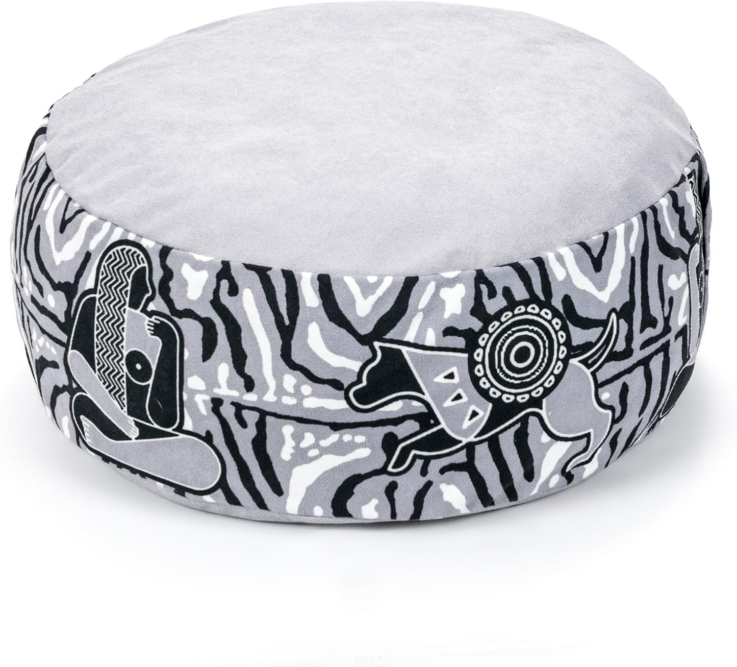 Zaveur Royal Court Zafu Meditation Cushion - 18" Round Yoga Bolster Pillow with 100% Cotton Filling and Canvas Cover - Premium Floor Pillow for Meditation - Yoga Cushion for Sitting on Floor - Gray