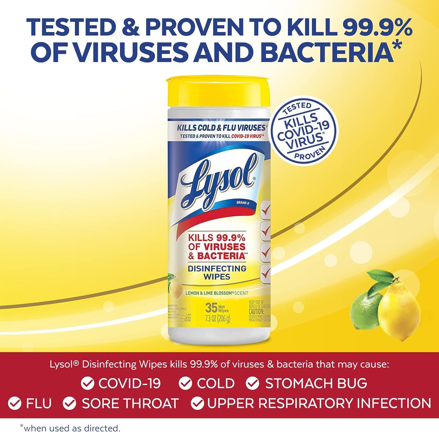Lysol Disinfectant Wipes, For Disinfecting, Deodorizing, and Cleaning, Lemon & Lime Blossom, 35ct