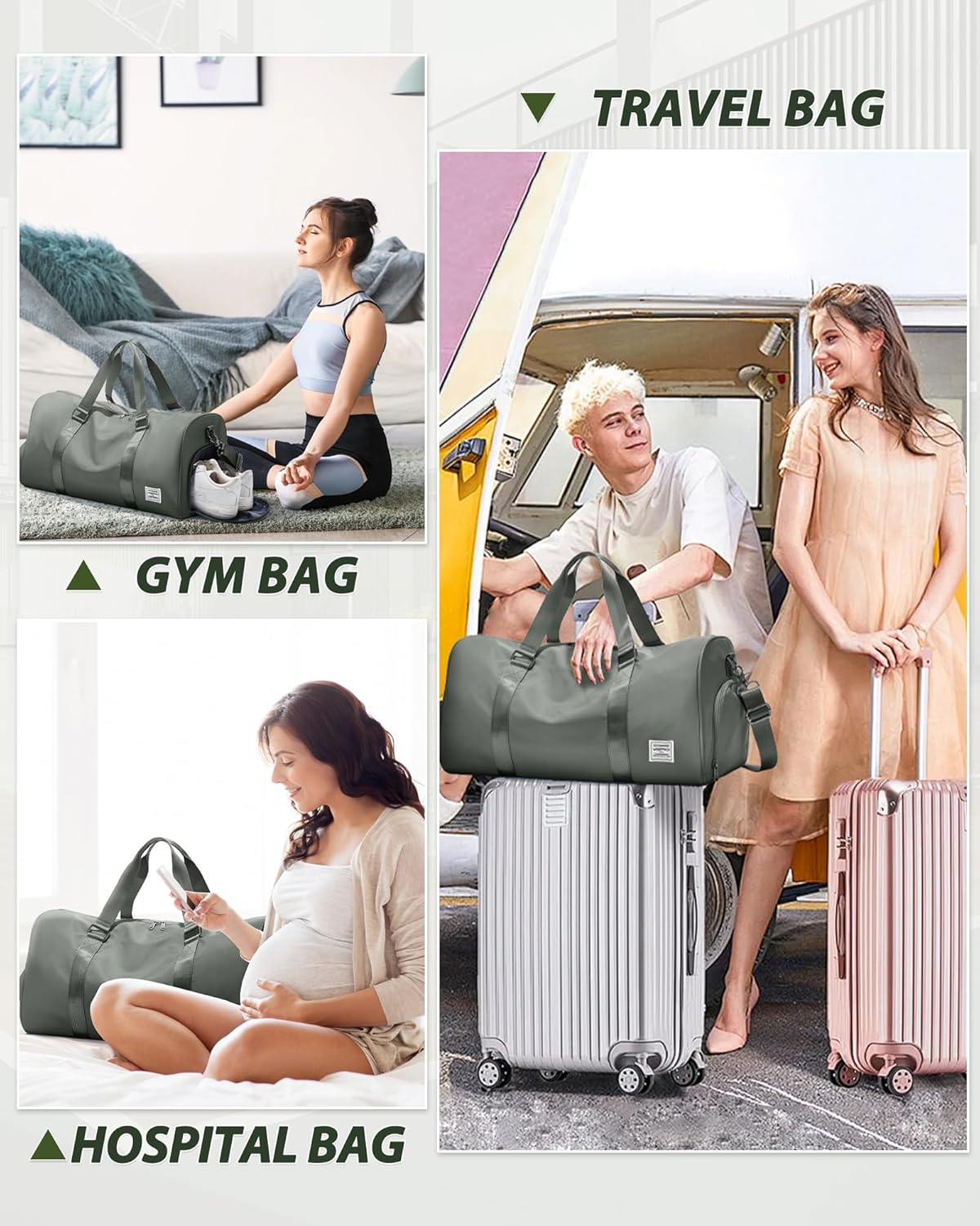 Gym Bag Womens Mens with Shoes Compartment and Wet Pocket Travel Duffel Bag for Women for Plane Sport Gym Tote Bags Swimming Yoga Waterproof Weekend Overnight Carry on Bag Hospital Holdalls - Colors A