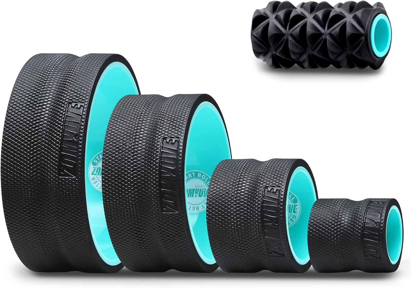 3 Pack Back Roller- Yoga Wheel for Back Pain Reliefn & Stretching, Back Wheel for Deep Tissue Massage, Foam Roller for Physical Therapy & Exercise