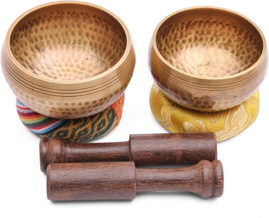 Tibetan Singing Bowl Set - Authentic Cuencos Tibetanos for Sound Healing, Meditation & Chakra Balancing - Includes Cushion, Mallet-Unique Spiritual Gifts for Women and Men (7 Chakra Hand Hammered Set)