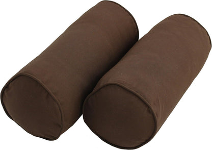 Blazing Needles Double-Corded Solid Twill Bolster Pillows with Inserts (Set of 2), 20" x 8", Burgundy