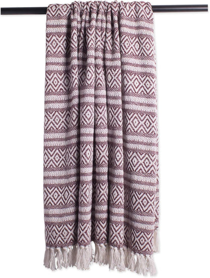DII Global Diamond Stripe Woven Throw, 50x60-Inch, Mineral