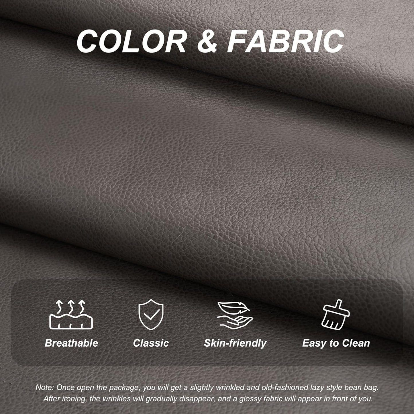 Hobestluk Giant Bean Bag Chair Lazy Floor Sofa, Memory Foam Fireside Sofa for Adults, Big Beanbag Faux Leather Armless Chair for Living Room Bedroom Dorm Office (Brown, Single)