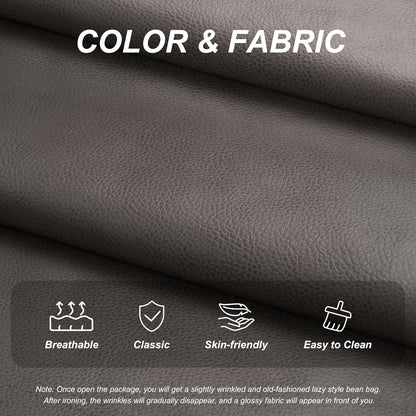 Hobestluk Giant Bean Bag Chair Lazy Floor Sofa, Memory Foam Fireside Sofa for Adults, Big Beanbag Faux Leather Armless Chair for Living Room Bedroom Dorm Office (Brown, Single)