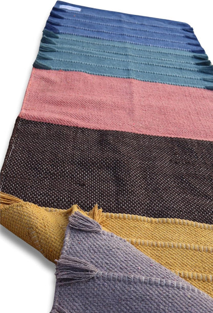 Jaipur Art & Rugs Cotton Yoga Rug - Eco-Friendly Hand-Woven Thick Mat (24”x72”x5mm) for Everyday Fitness at Home - Comfortable & Extra-Long - Colors B