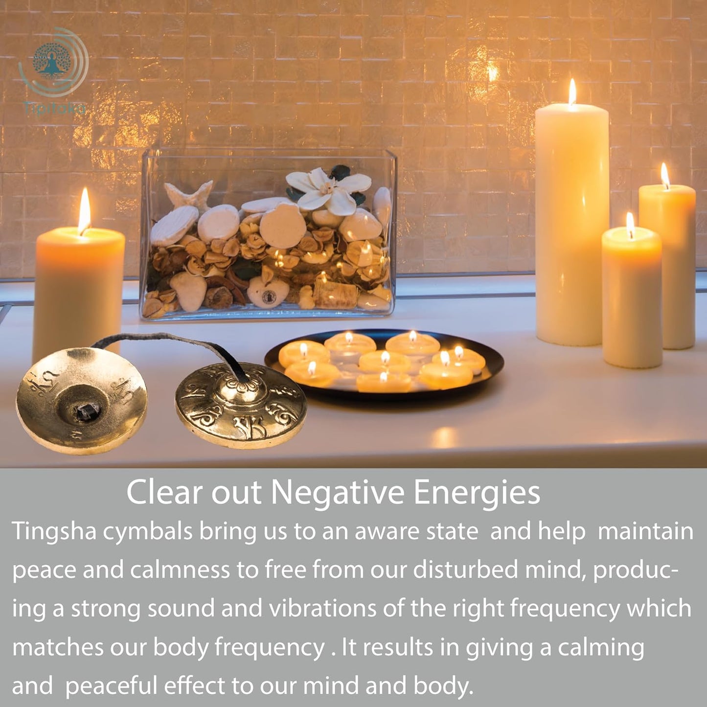 Tibetan Tingsha Cymbal Bells with case | Handcrafted in Nepal Sound Healing Meditation bells 6.5 cm for Sound Healing and Mindfulness. Sound Healing Instrument for Yoga and Meditation (Blue)