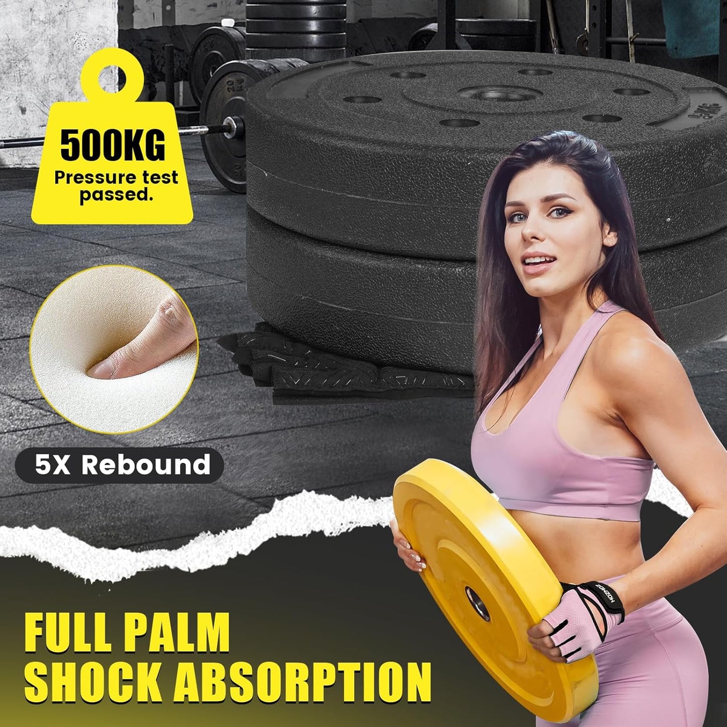 HOZMOZ Ventilated Weight Lifting Gloves, Thick Padded Workout Gym Gloves with Full Palm Protection & Grip & Shock Absorption for Women & Men's Fitness Exercise Training