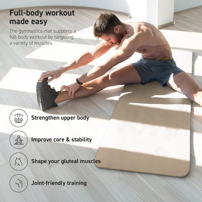 MSPORTS Yoga Mat Premium Non Slip Thick – Extra Comfortable Exercise Mat for Home Workouts, Pilates, Stretching & Gym – Cushioned NBR Foam, Gym Mat with Strap, for Women & Men