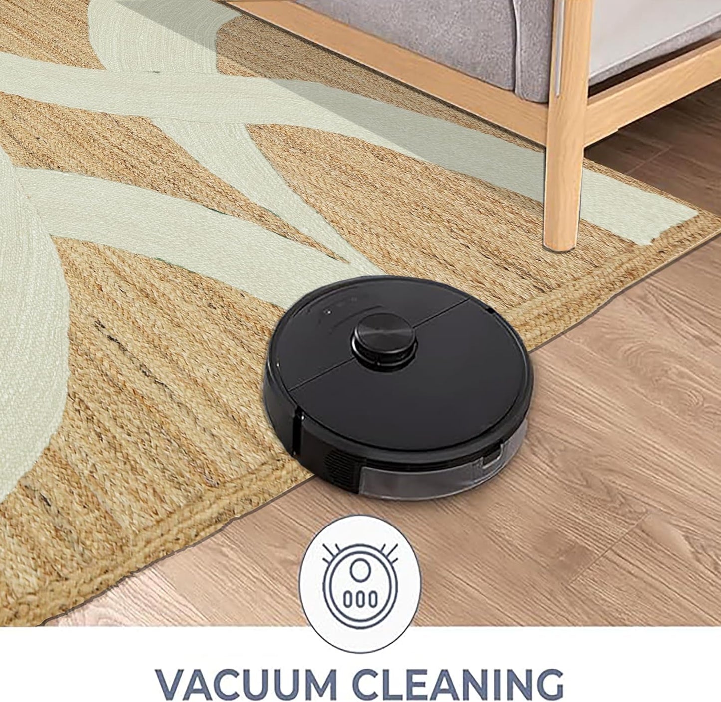 Premium Quality Jute Rug 4x6 Feet Area Rug Natural Fiber Jute Rugs Thick 0.27" Black Abstract Pattern Geometric Rugs for Kids Room, Living Room, Yoga Mat, Indoor Outdoor Carpet - Colors C