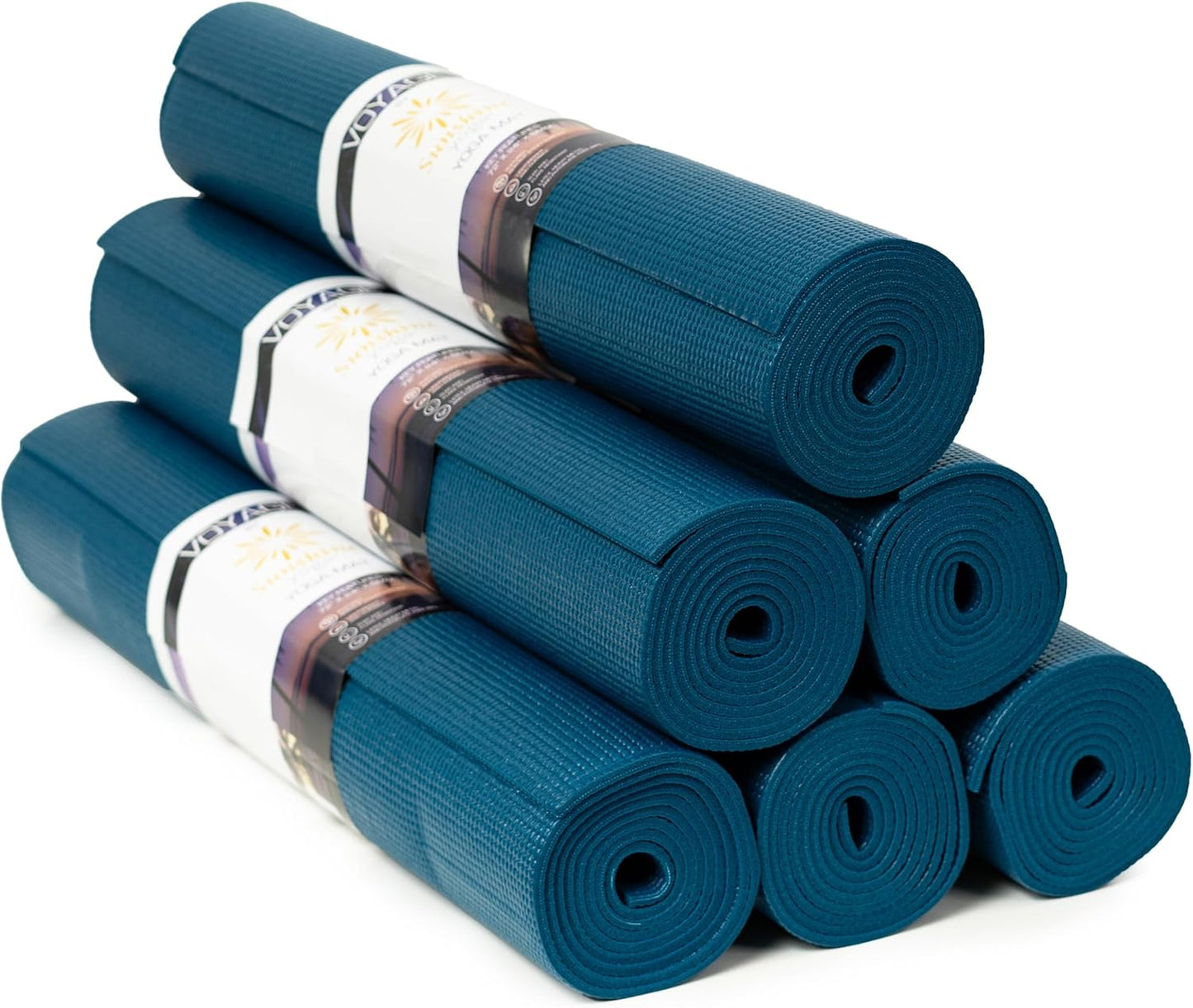 Voyage Yoga Mat, 6 Pack, 72" x 24" Professional Studio and Gym Bulk Yoga Mats, 5mm Thick, Durable, Anti-Tear, Non Slip Fitness and Exercise Mats