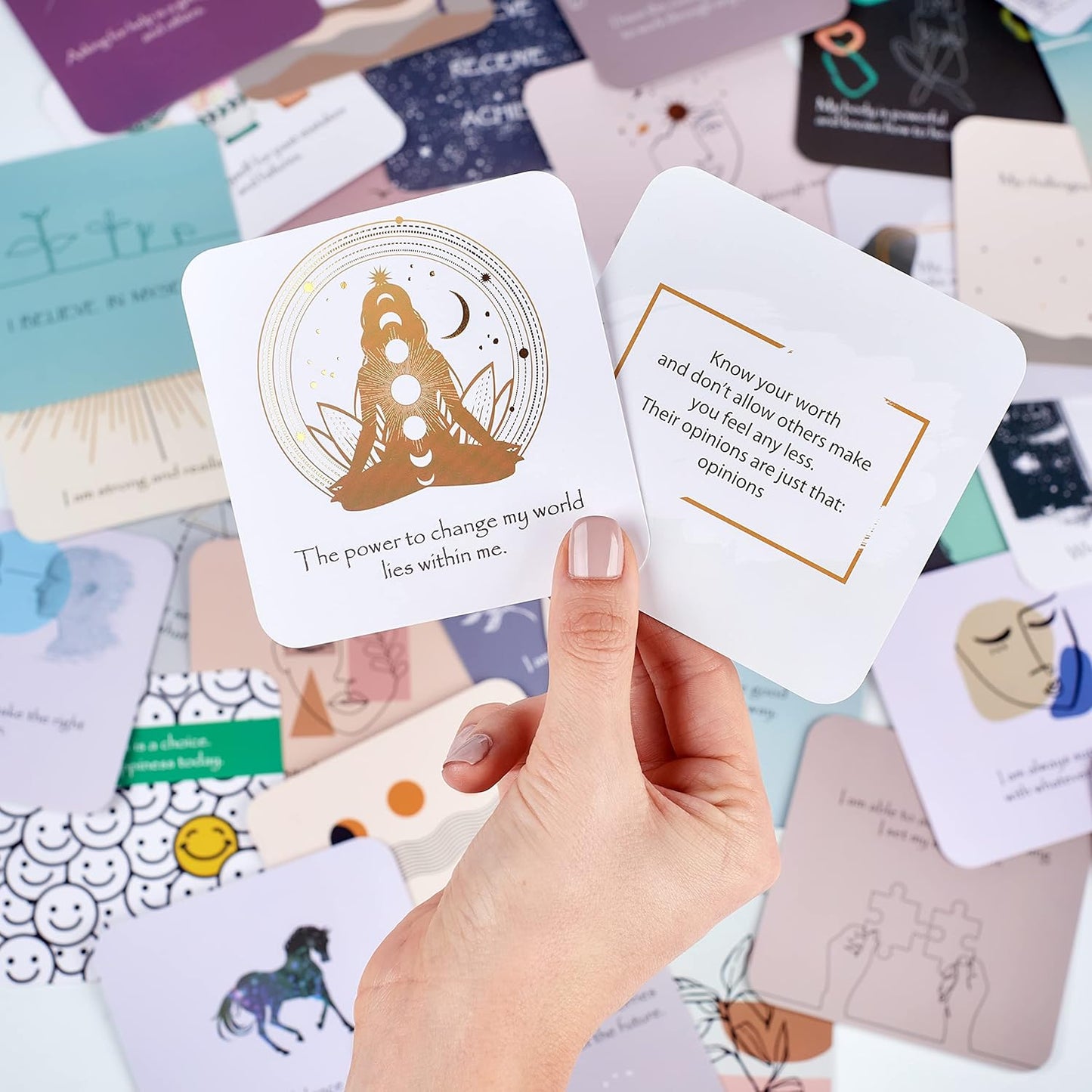 Ariond Happier Me Positive Affirmation Cards for Women - Daily Motivational & Mindful Prompts - Intentional Women Empowerment Gifts Inspirational Deck For Meditation, Yoga, & Gratitude