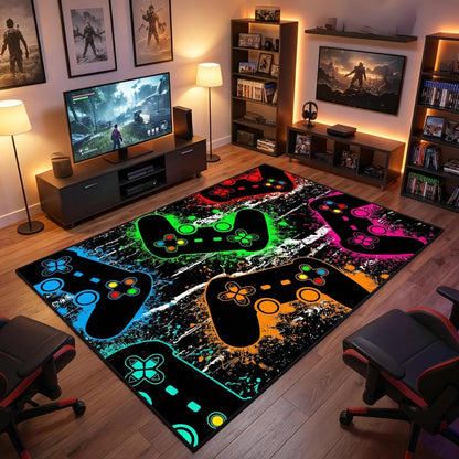 Game Controller Rugs for Bedroom Boys Living Room Gamer Gamepad Red Carpets Floor Mat Player Indoor Mats Gaming Art Design Home Decor Crystal Doormat Yoga Mats 3'x5'