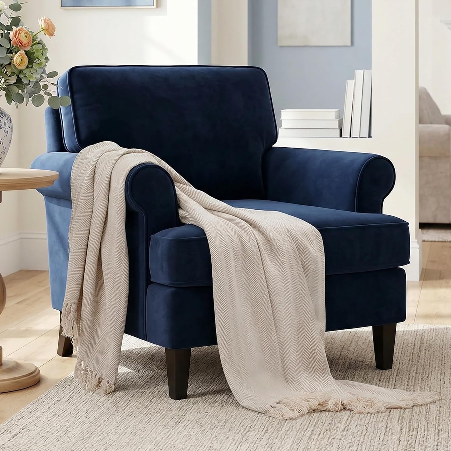 Americanflat 50x60 Throw Blanket - Soft and Breathable Cotton Throw Blanket for Couch, Bed, Chair - Decorative Blankets Perfect for Home or Outdoor Use - Navy Blue and White Double Diamond Design