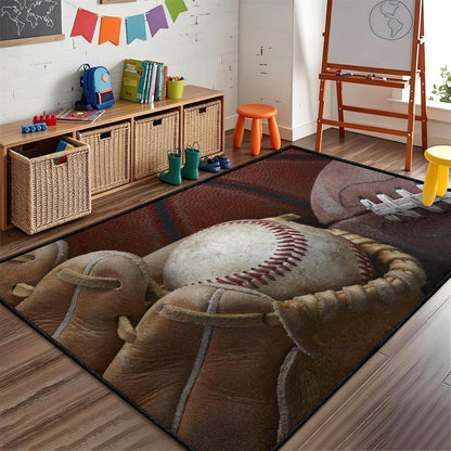 Sports Field Area Rug,5x7ft, Soccer Field Chalked Blackboard Football Stadium Board Painted Non-Slip Soft Carpet Floor Mat Indoor Living Room Bedroom Rugs Yoga Mat Home Decor