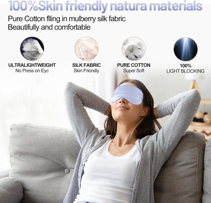 Sleep Mask, Silk Eye Mask for Sleeping with Adjustable Strap, Satin Blackout Sleeping Eye Mask for Men&Women, Comfortable Blindfold Eyeshade for Night Sleep(Black)