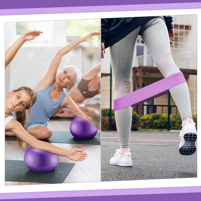 Poen Pilates Equipment Kit for Home Workout Pilates Ring and Ball Set for Women 12'' Circle Yoga Fitness Essentials Kit with Resistance Bands, Yoga Strap, Socks,Bag