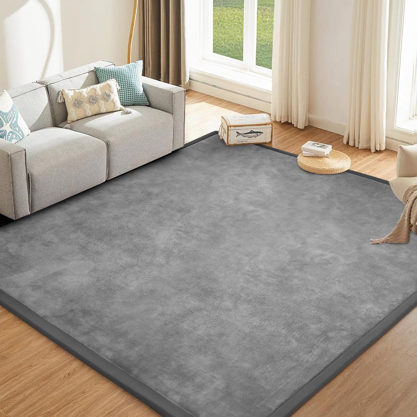 Baby Play Mat for Floor Nursery Rug Muscle Mat Area Rug Playroom Rug 79"x110" Playpen Mat Memory Foam 1.3" Thick Crawling Mat For Babies,Toddlers, Infants, Kids,Grey